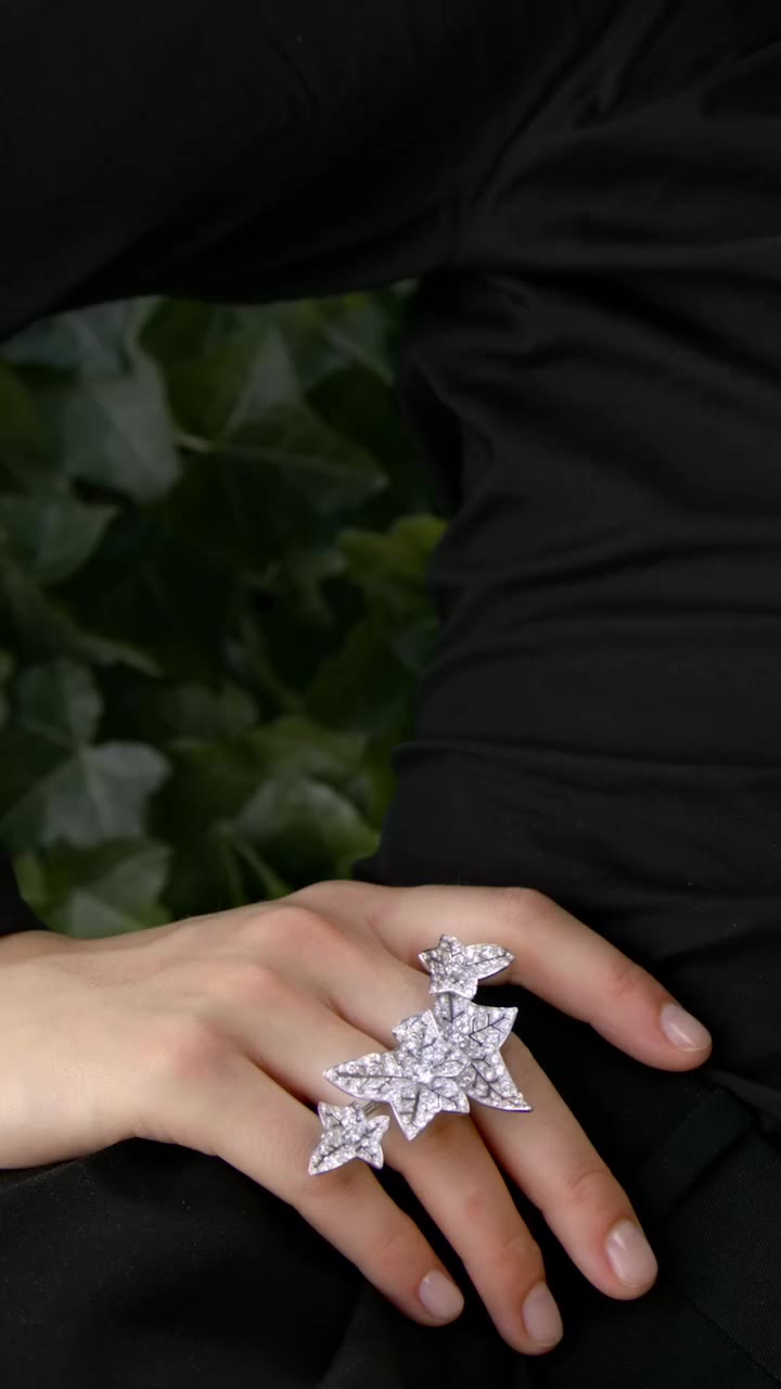 Each leaf of a Lierre de Paris creation is entirely paved with diamonds, set…