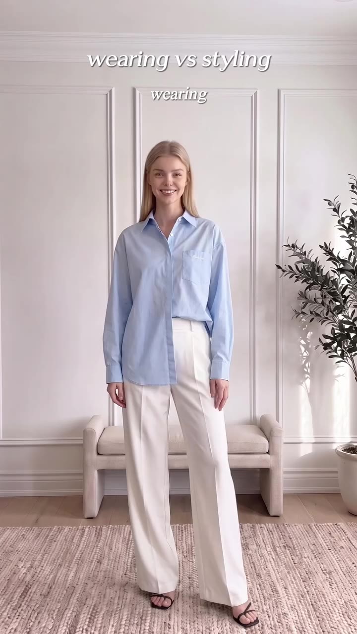 STYLE HACKS | From basic to elevated: blue shirt edition⁠ ⁠ 🛒Click the link…