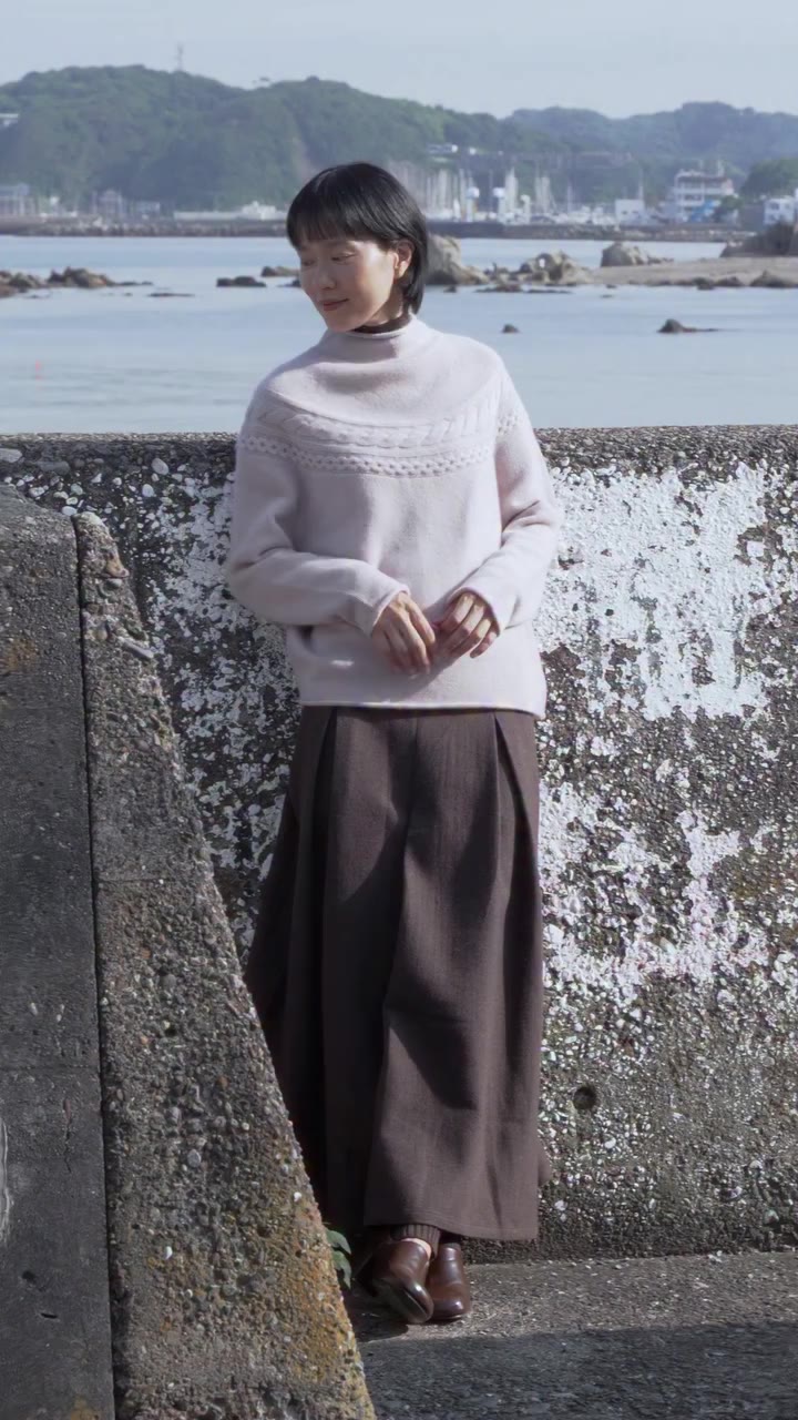 Sep.25th Soft light, salt air. A yak-down wool cable knit, shaped in a…