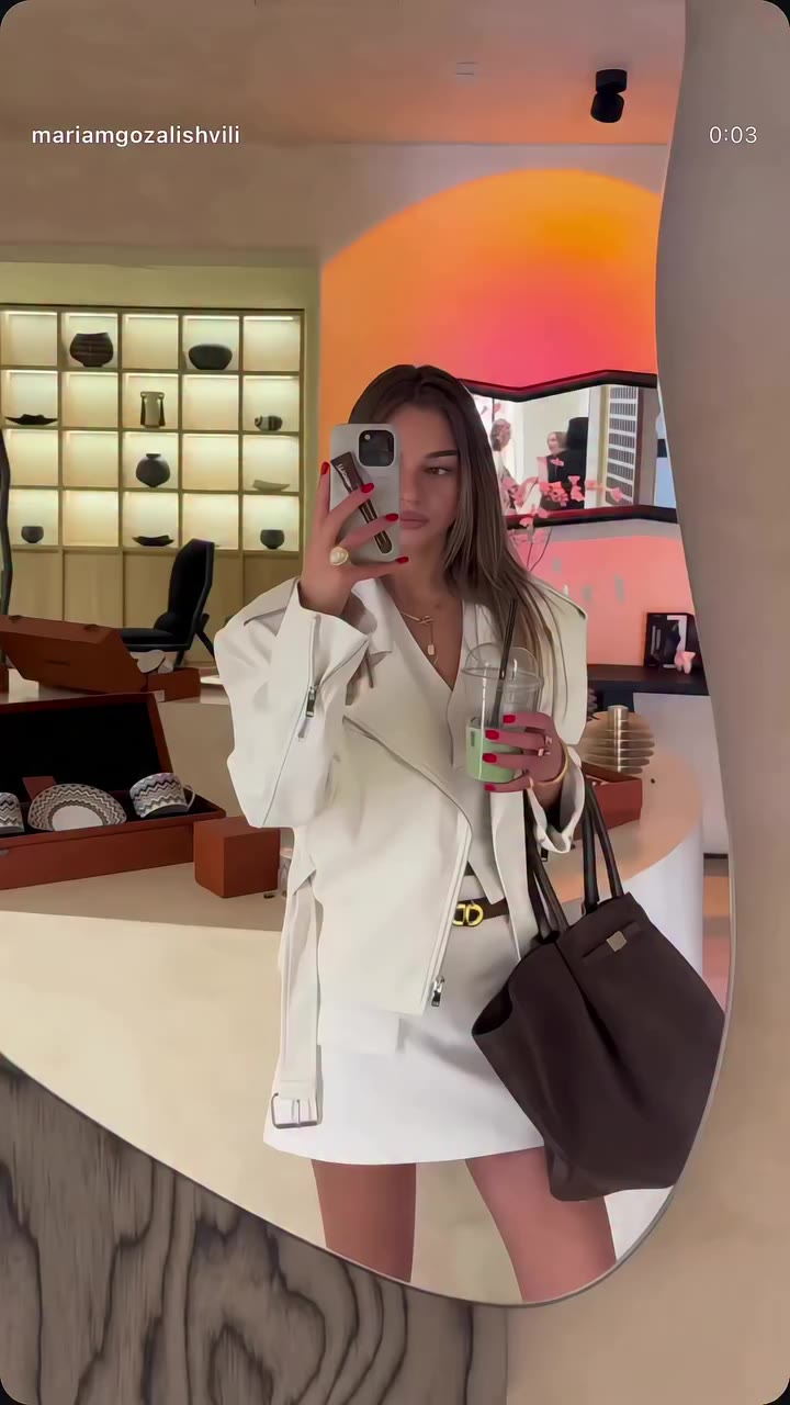 🤍 @mariamgozalishvili in Megan Oversized Rider Jacket. Shop link in bio 🔝