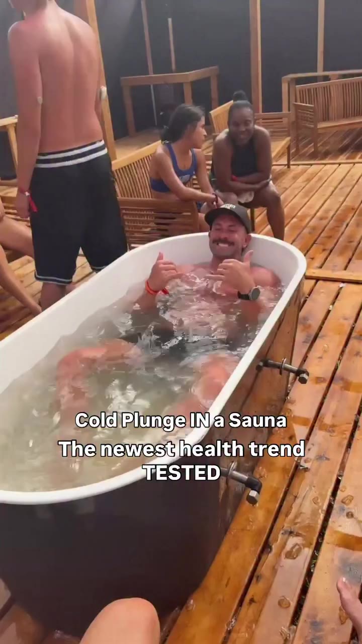 50° water in a 200° sauna. Very unique #sauna #coldplunge #newhealthtrend