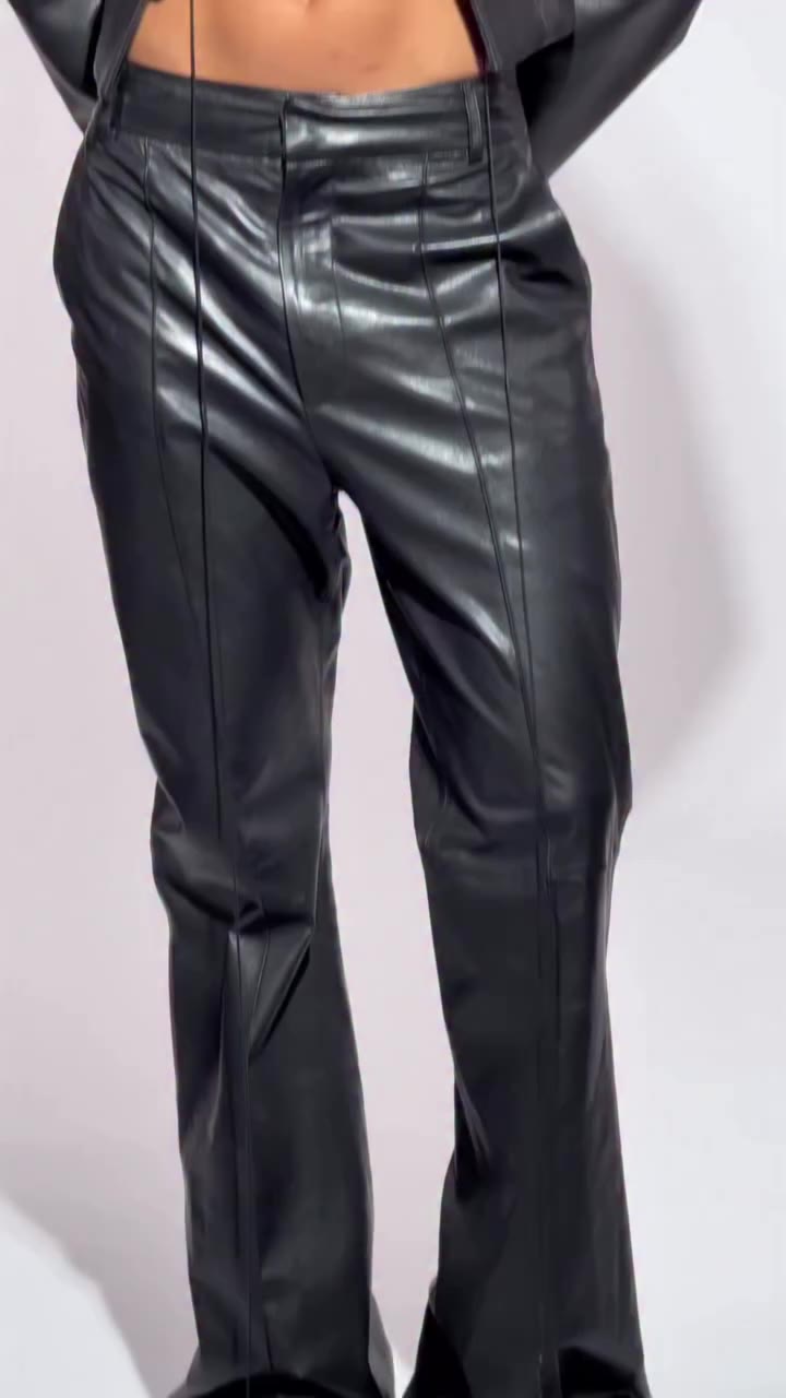 The Sculpted leather: The Anatole blazer paired with the Leonie pants, crafted…