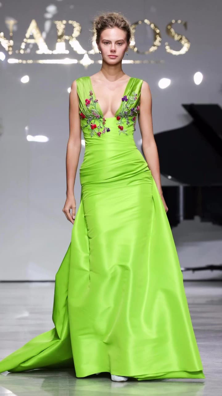 NARDOS SS27 — Look 33 Kate @kate_demianova in a chartreuse gown with a…