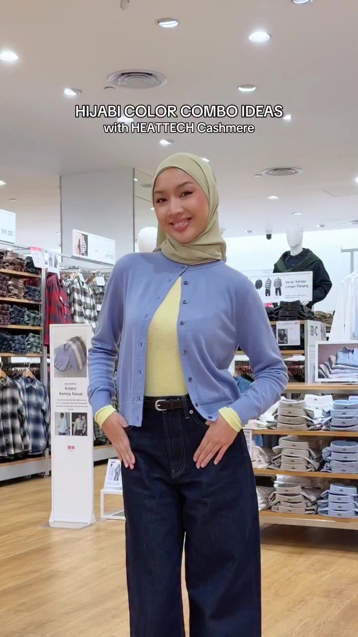 BEST COMBO: HEATTECH Cashmere + Hijab Georgette! Pop-up colors bikin OOTD…