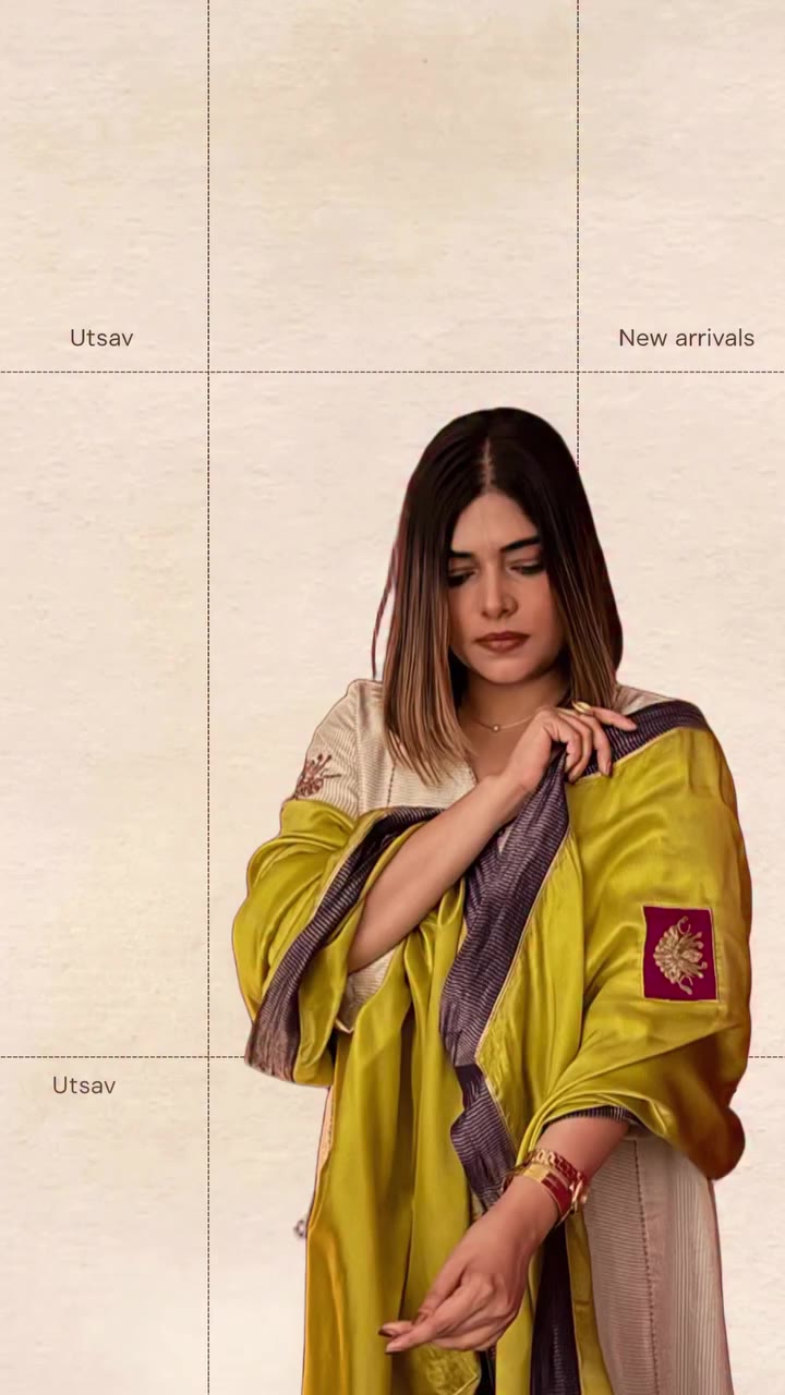 A beautiful combination of Ivory stripped tissue Kurta with Krishna Kamal…