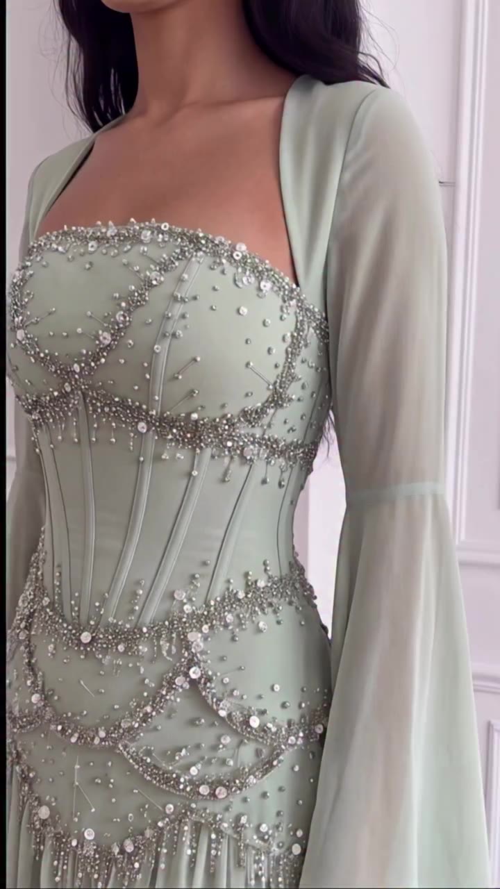 @glowmodesty close up of the Olivia dress , sage green is out soon🦋