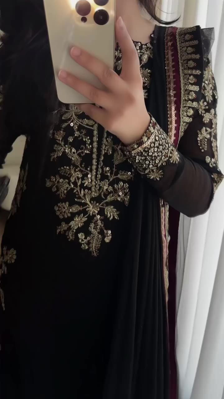 The timeless black classic is back. Intricate embroidery, fluid chiffon, and…