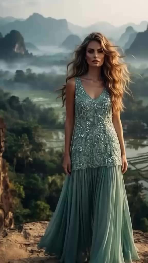 HONG KONG : The Georgette flair pants teamed with a tasseled beaded n sequins…