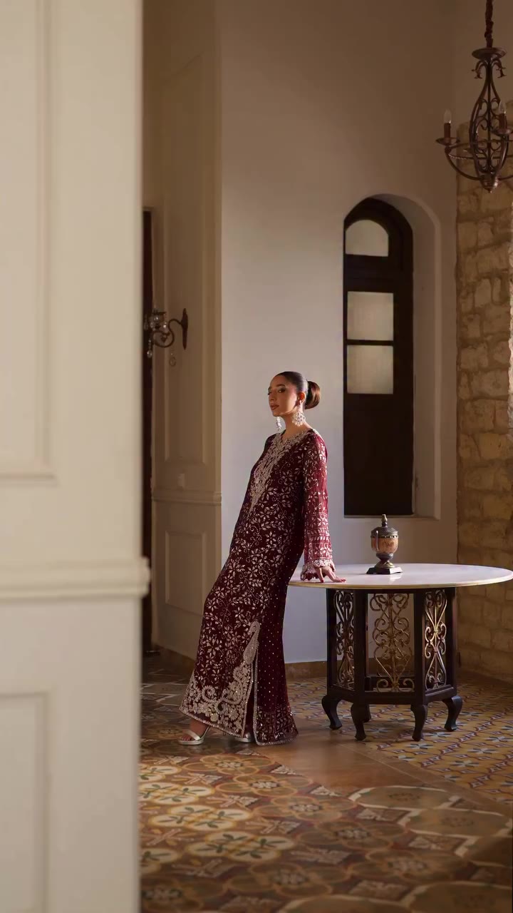 Mahera A rich expression of elegance in deep maroon. Softly luminous and…