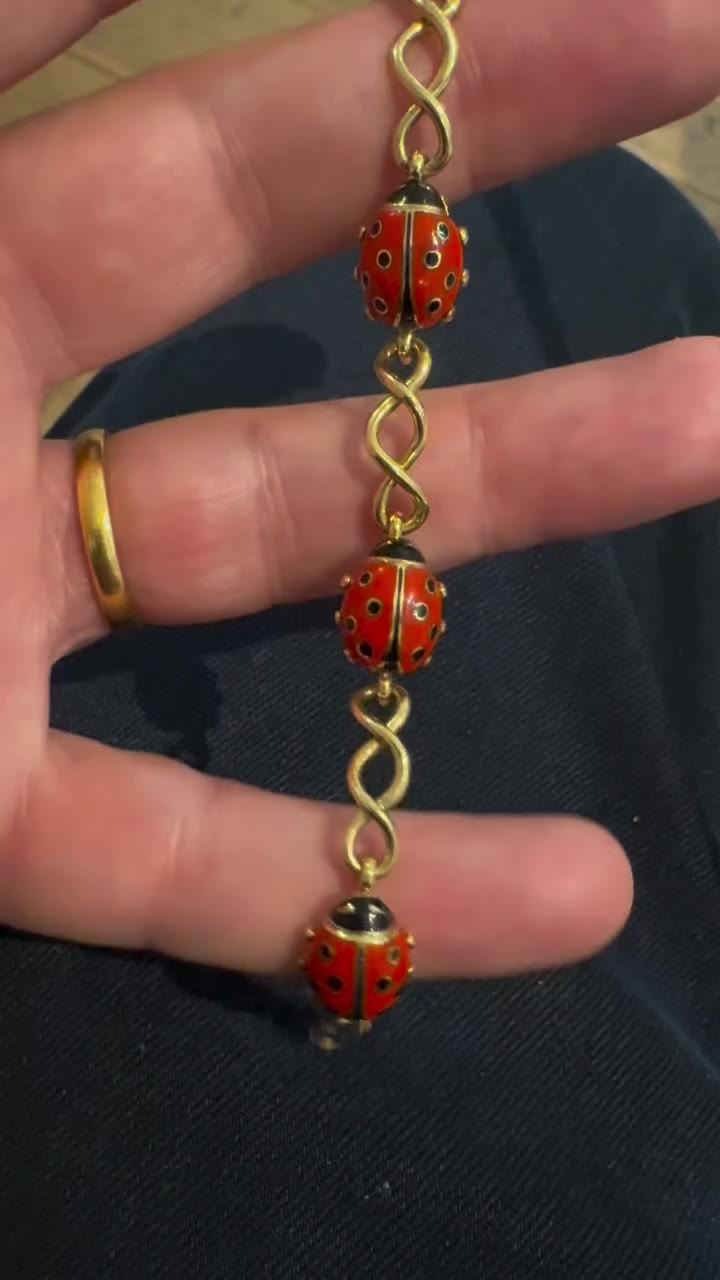 Just in#beautiful 18ct gold#enamel ladybird bracelet#everyday…