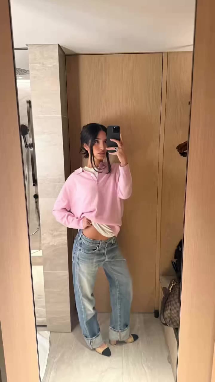 @robrahmand layering our lightweight wool polo in pink