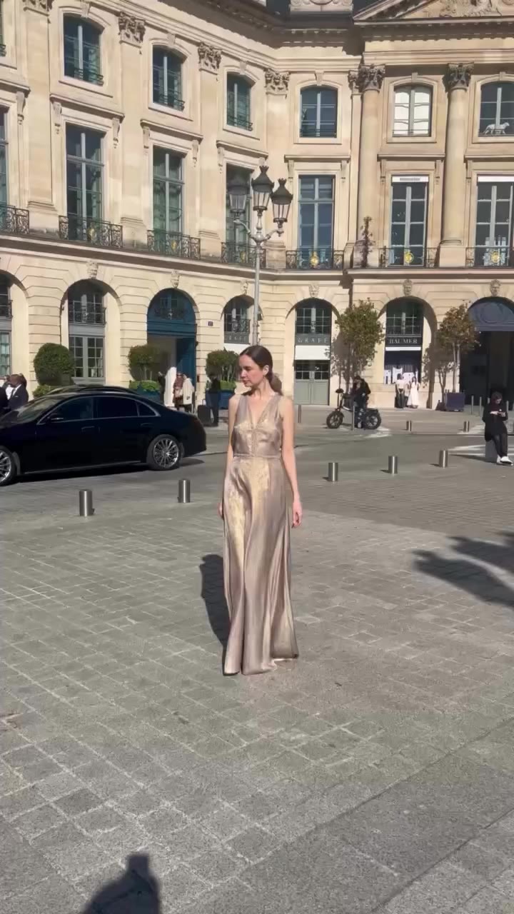Gold Lamé Halter Gown #emilyshalantfall26