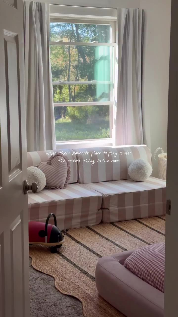 her new favorite spot in the house! the cutest little couch for reading…