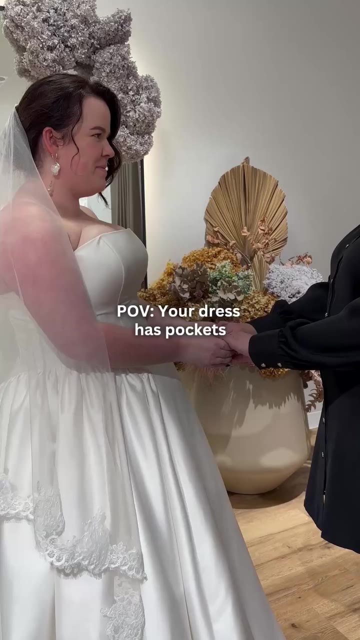 POV, your wedding dress has pockets. 👀 Tissues for the happy tears, lipstick…