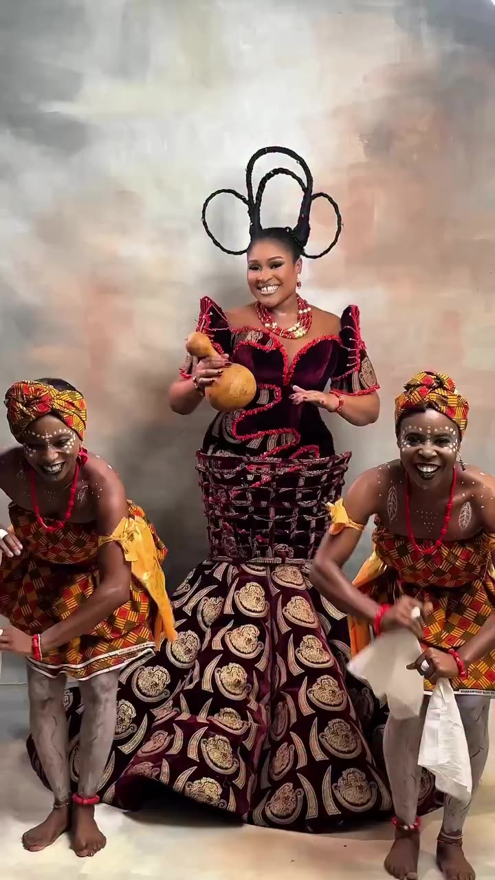 Igbo brides get in joor We love how unique this dress is, the basket and cone…