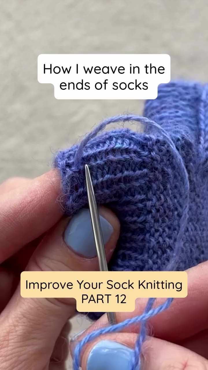 Here’s my tip on weaving in ends of socks ⤵️ I always wiggle that strand from…