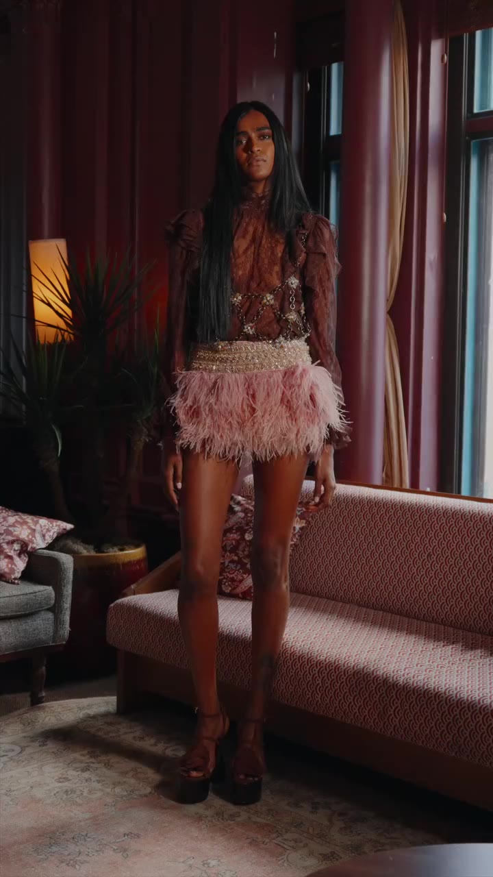 Texture. Movement. Brazilian craftsmanship. The Cher Embroidery Mini Skirt and…