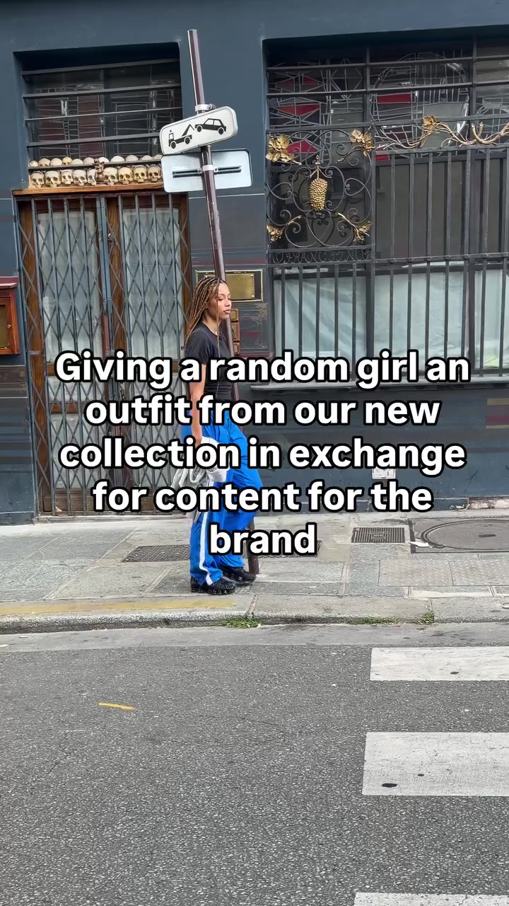 Giving a random girl an outfit from our new collection in exchange for content…