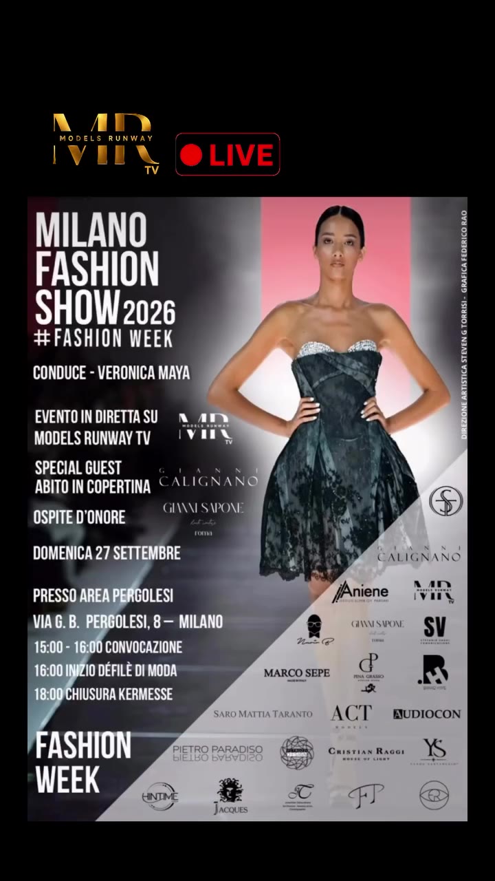 MODELS RUNWAY TV 🟥 LIVE on YOU TUBE MIlano Fashion Show - 27 settembre ore…