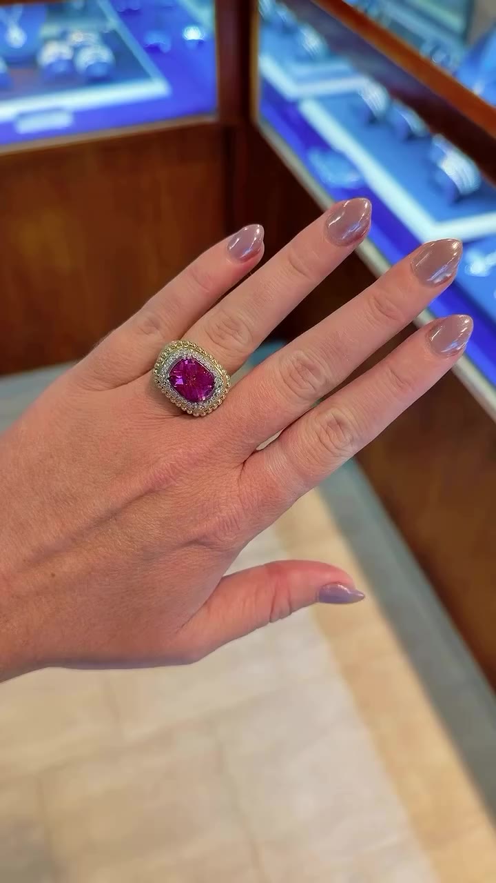 A bold pop of color surrounded by sparkle? Yes, please! This statement ring is…