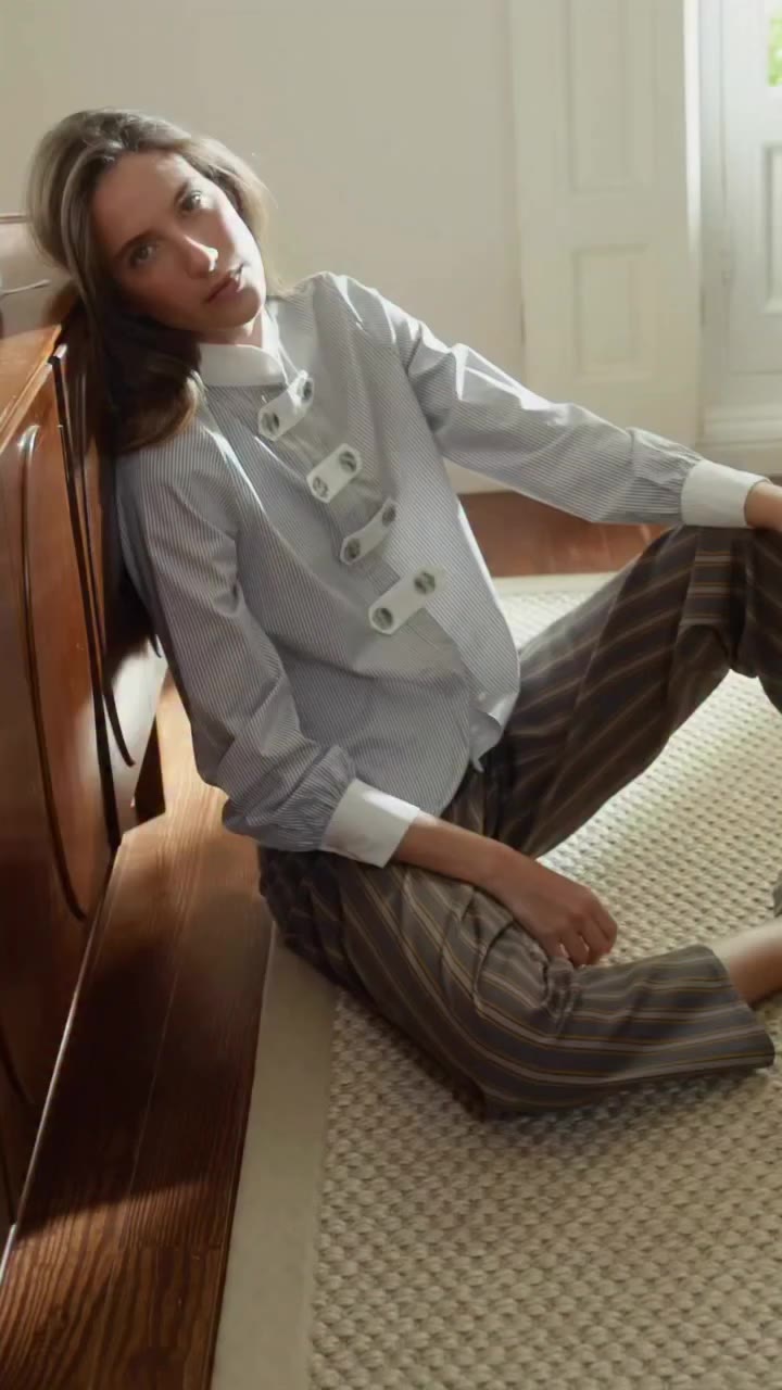 Clashing stripes, matching energy.